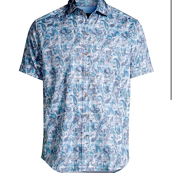 ROBERT GRAHAM ‘SHAW’ PLAID PAISLEY SHORT SLEEVE TAILORED FIT SHIRT - Picture 3 of 12